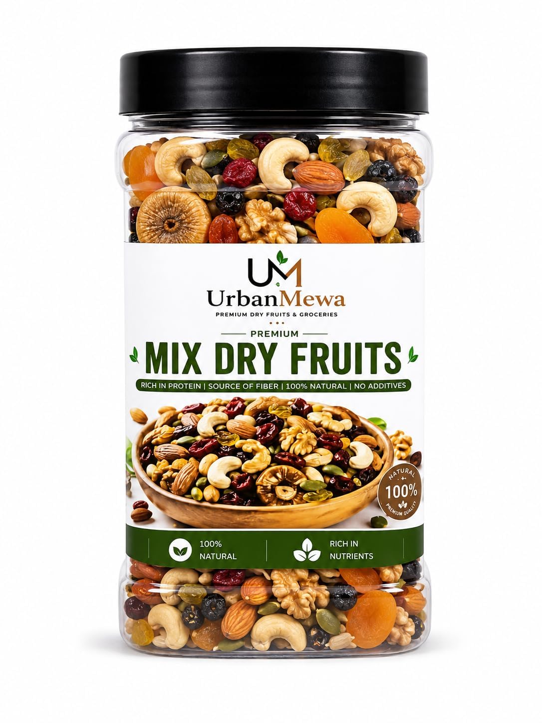 Urban Mewa Premium Mix Dry Fruits 450gm | Healthy Trail Mix with Almonds, Cashews, Walnuts, Figs & Apricots | Protein Rich Assorted Nuts, Cranberries, Raisins, Pumpkin & Sunflower Seeds Jar Pack for Gym Energy & Digestion-image-33