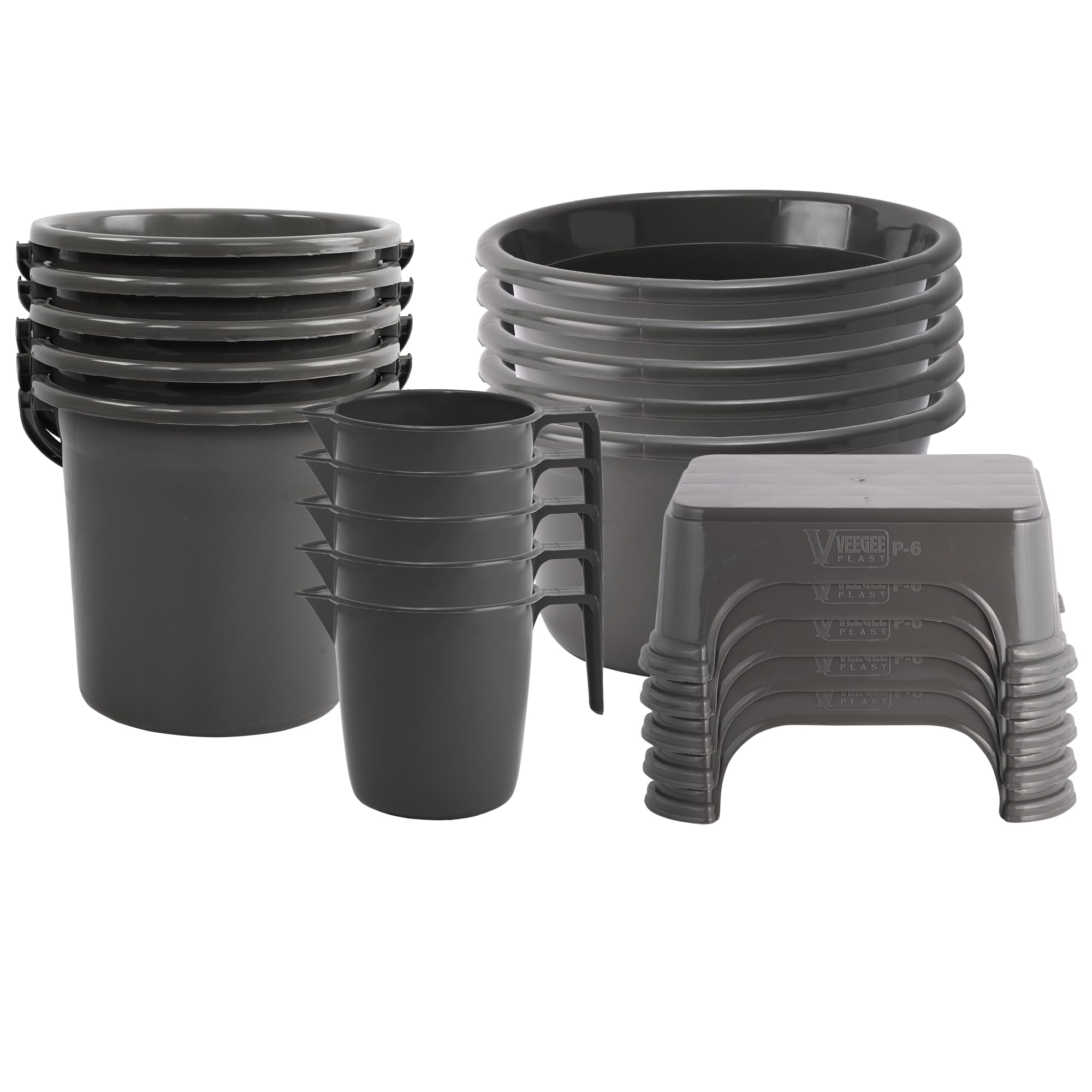 Kuber Industries Set of 20 Bathroom Combo Set | Bathing Set | Bathware Set | Each 5 Piece Tub-Bucket-Mug & Stool Combo Set for Bathroom | Modern Bathroom Accessories Set | Gray (B0CY2QTJXK) Amazon Price History, Amazon Price Tracker