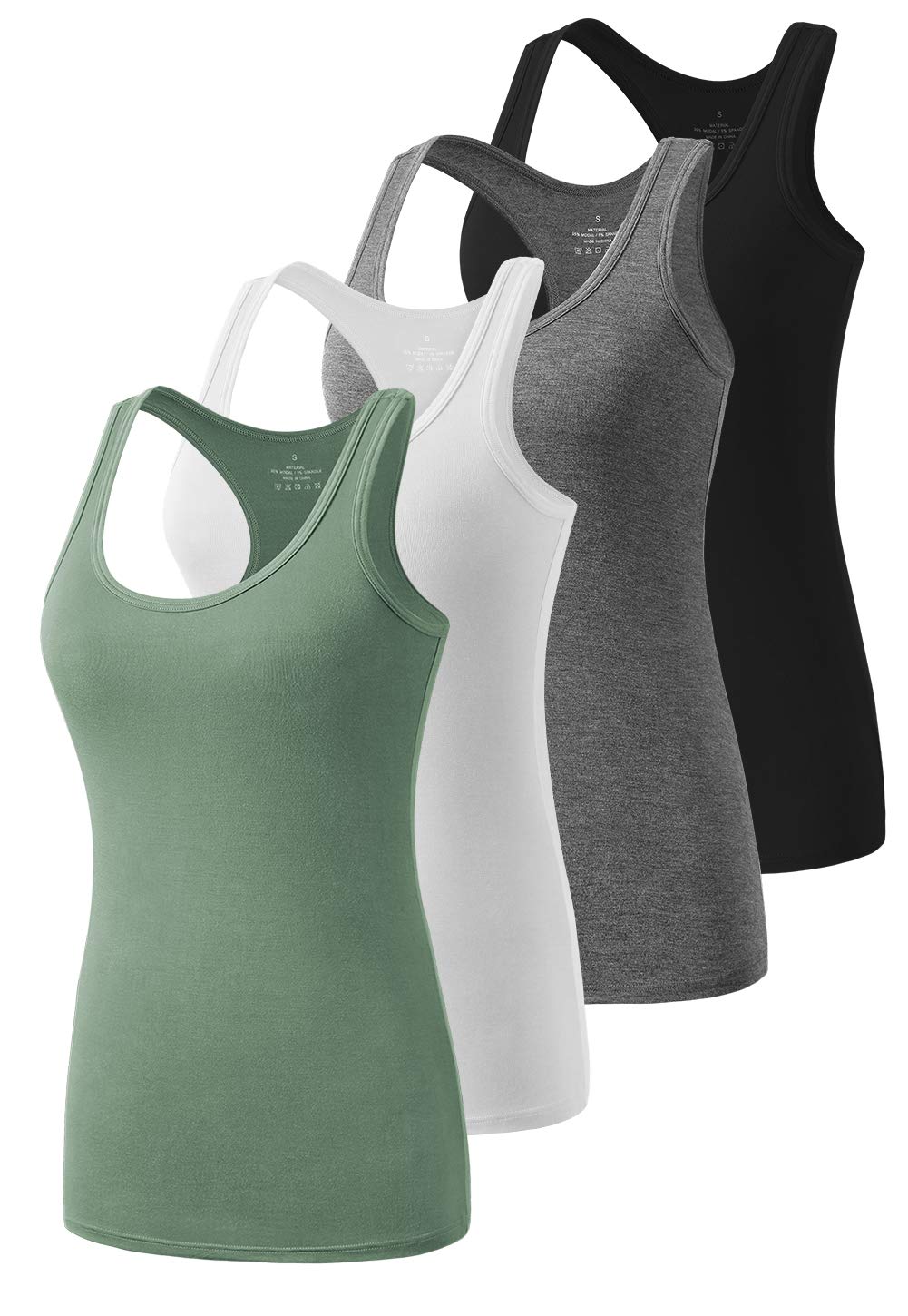 Ymmchy Workout Tank Top Damen Racerback Shirt Tanktop Unterhemd 4er-Pack