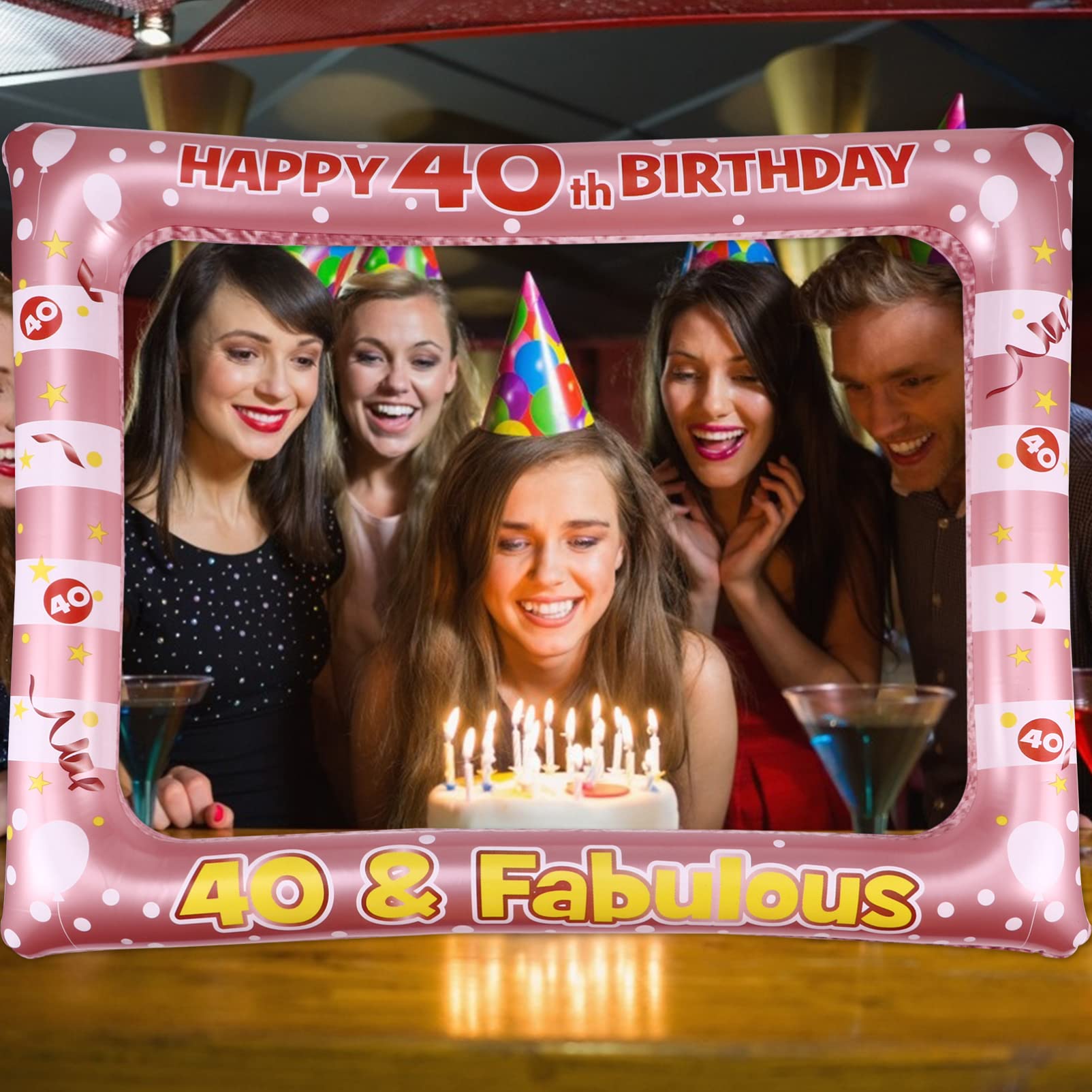 Cadres pour 40e anniversaire - Cadre gonflable pour selfie - Accessoires pour anniversaire, mariage, fête de remise de diplôme, fournitures de fête
