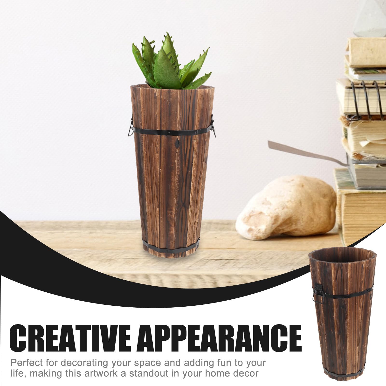 Vaso in Legno per Piante, Marrone, per Casa e Ufficio