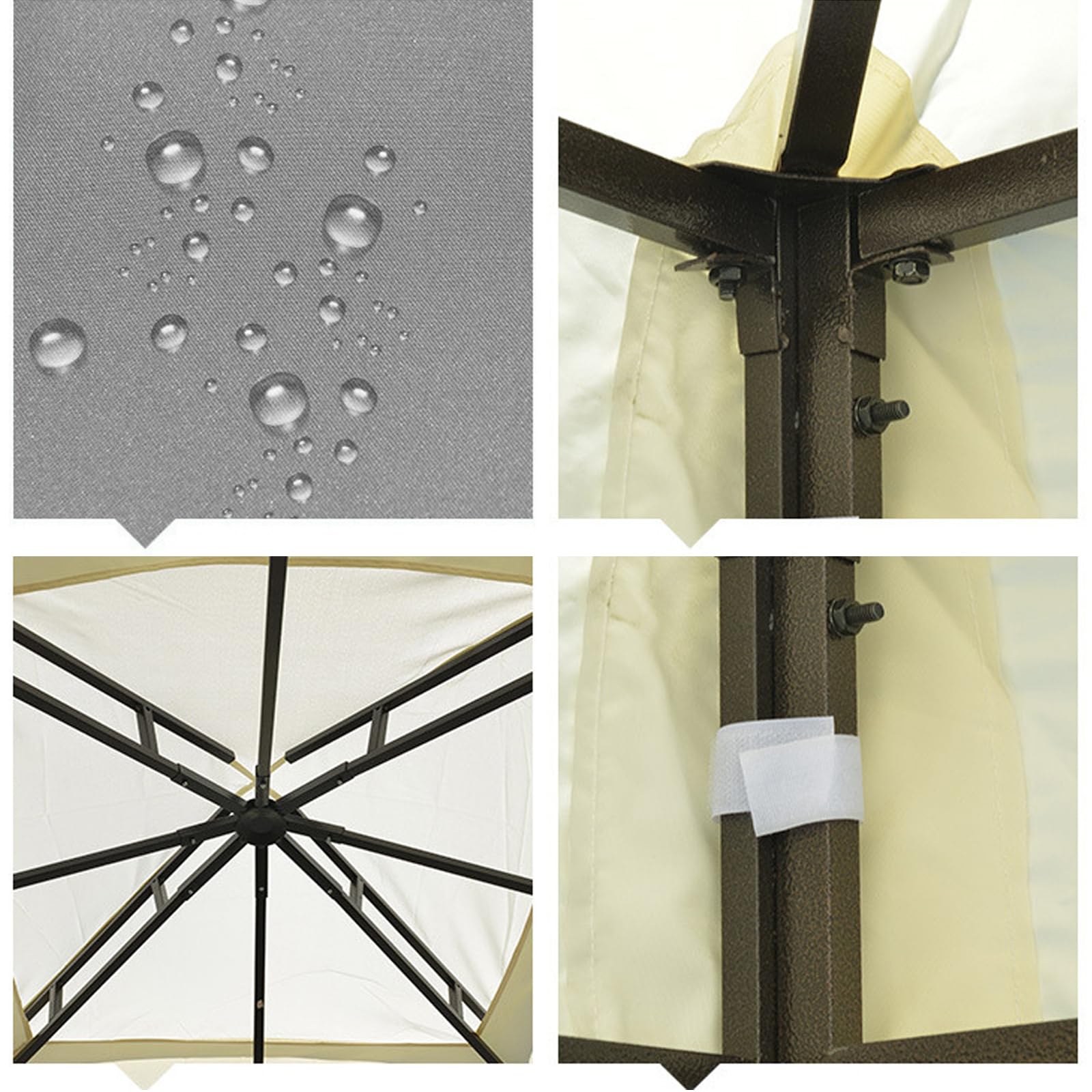 Copertura di ricambio per gazebo, 3 x 3 m, 160 g/m², color crema, per esterni, gazebo impermeabile, con copertura per tetto a due piani, tenda di ricambio per patio, tenda da giardino (solo sopra)