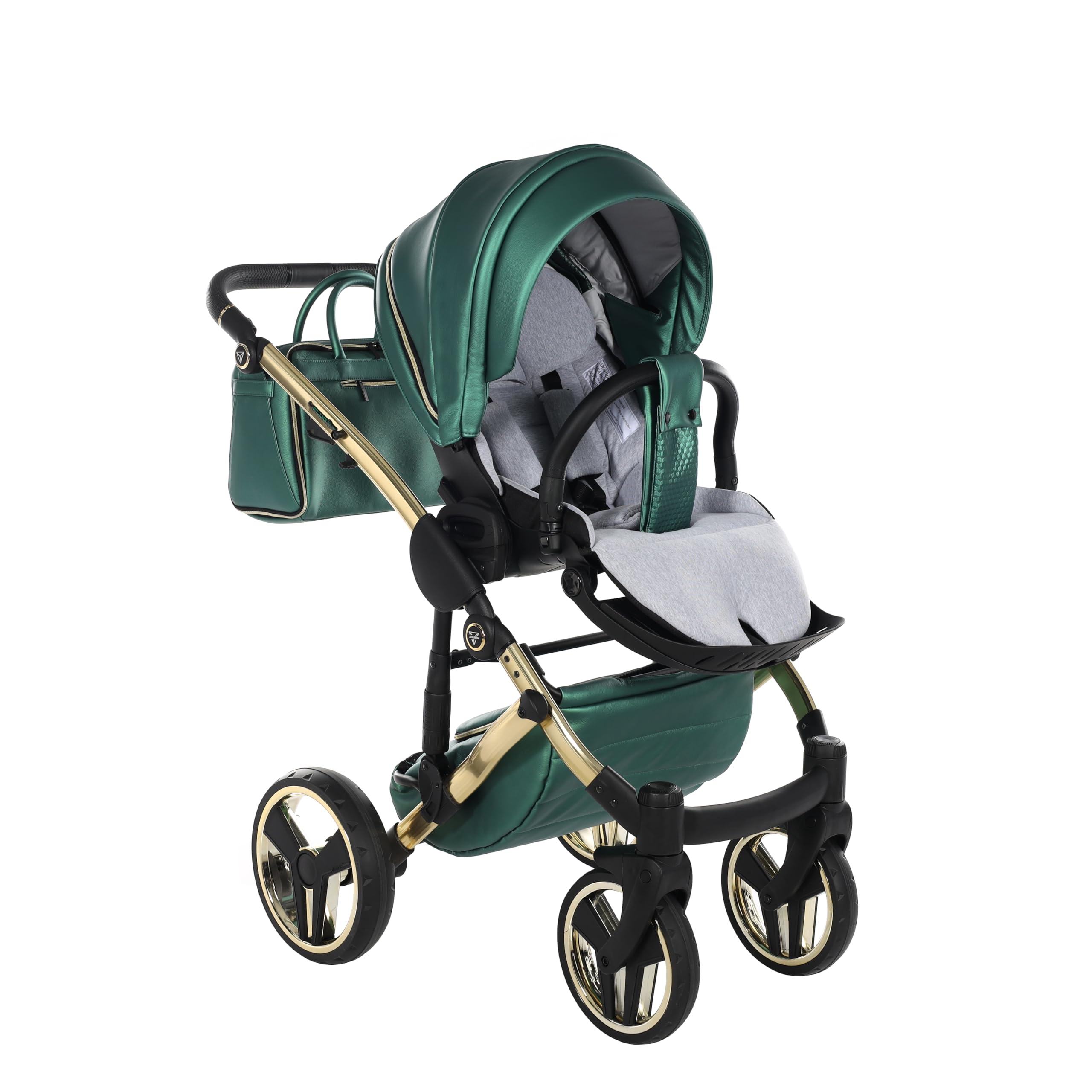 Junama Passeggino TRIO Diamond Fluo 02 Verde e Oro - 2in1 3in1 4in1 + ombrellino (3 in 1 con Seggiolino Auto)