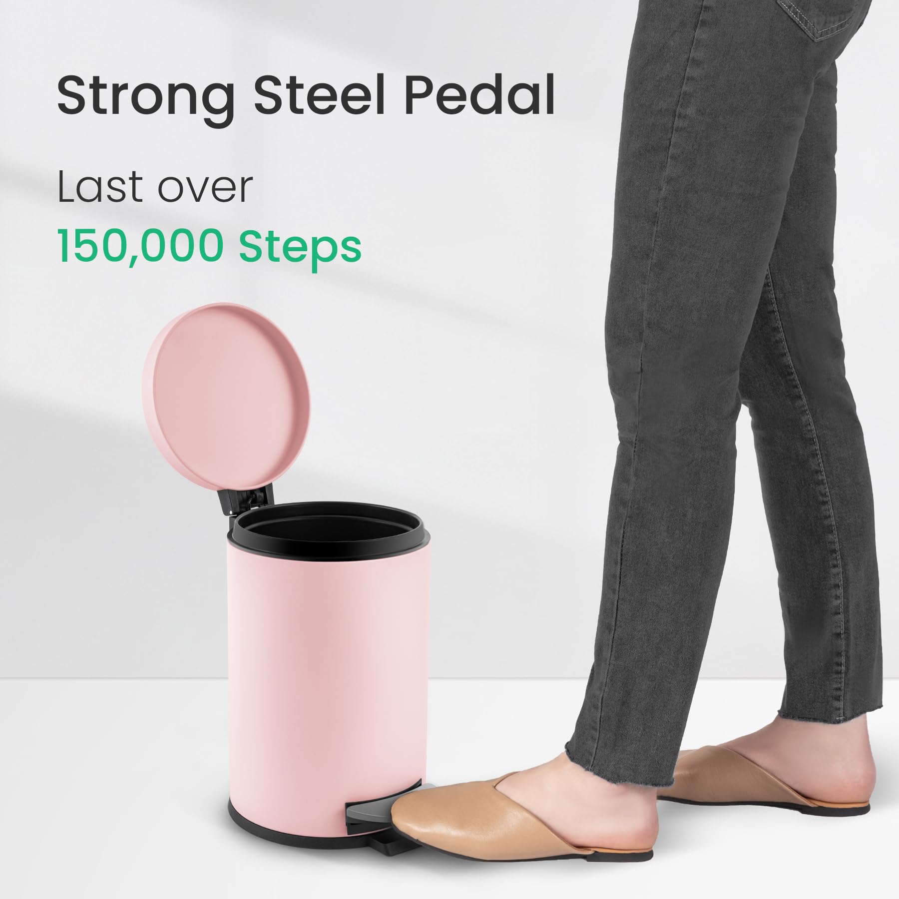 Cesun Kleiner rosa Mülleimer mit Deckel und Fußpedal, Mini-Mülleimer für Badezimmer, Schlafzimmer, Büro, 4,5 Liter, Rosa