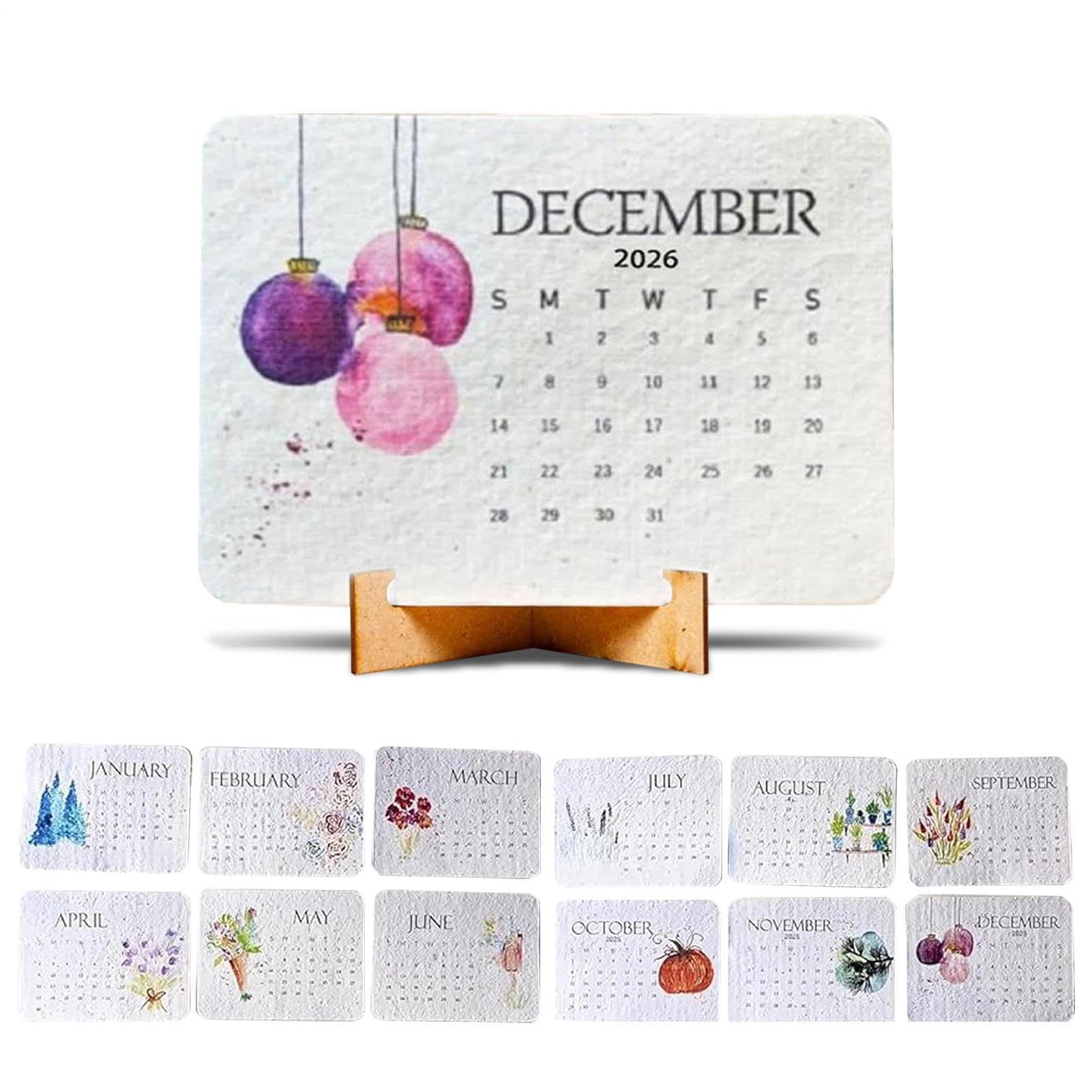 Eco-Friendly Plantable Love Seed Calendar 2026 With Stand,