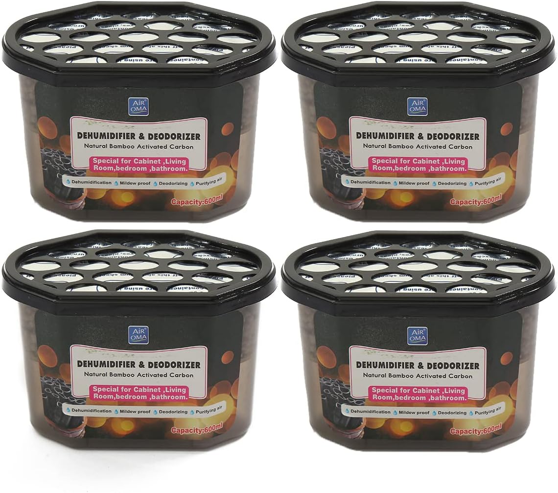 Moisture Absorbers 600ml (4 Pack), Dehumidifiers to Control Excess Moisture for Basements, Closets, Bathrooms, Laundry Rooms, Kitchen & Study, Boats, RVs Moisture Absorbers Odor Eliminator