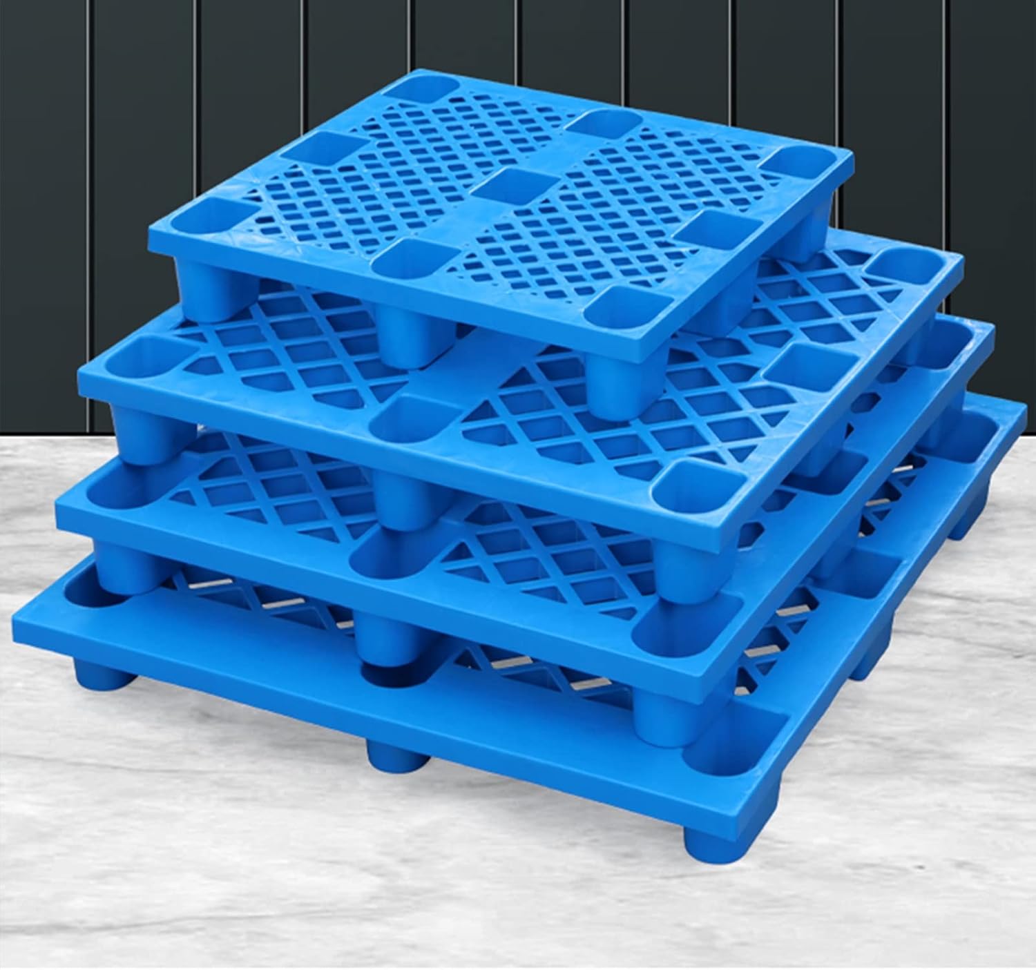 Shipping Grid Pads,Lightweight Plastic Tray Cargo Pallet Strengthen Mesh Design is Very Good for Ventilation and (Color : Blue, Size : 90x100cm) (Blue 120x120cm)