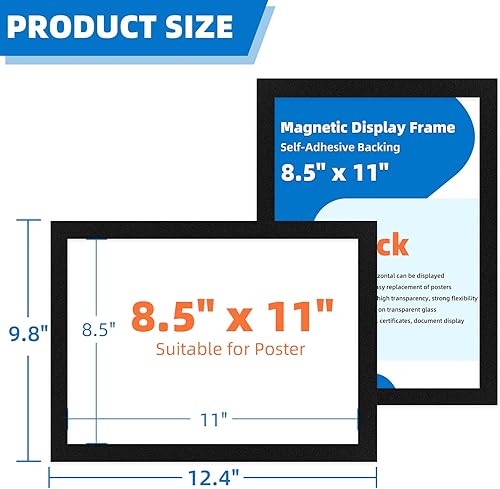 Miniatura 5 de JR-MOV Soporte magnético para letreros de 8.5 x 11  10 unidades, marcos magnéticos de doble cara para refrigerador, marcos adhesivos reutilizables