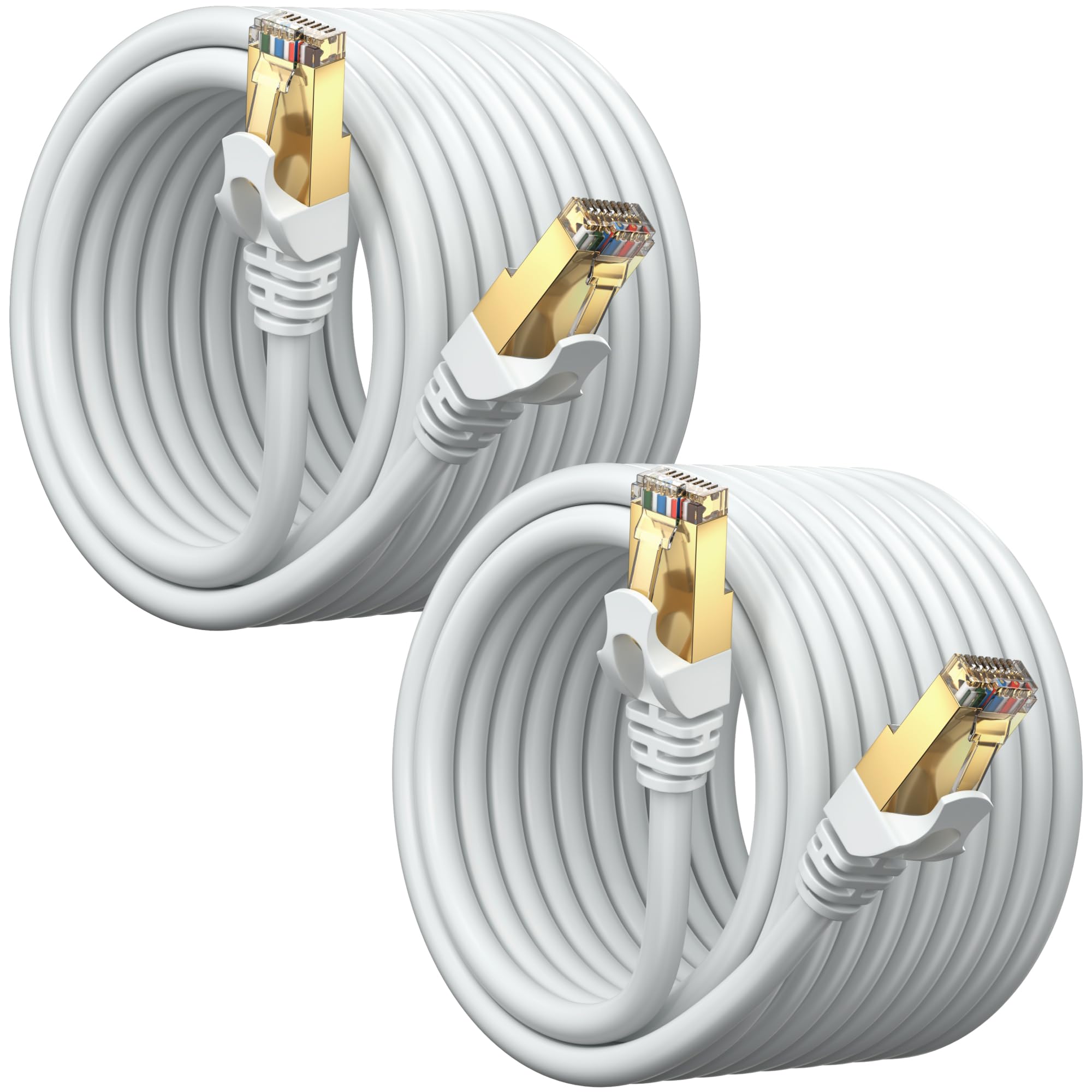 Cat 7 Ethernet Cable 20 ft - (2 Pack) High-Speed Cat7 Internet & Network LAN Patch Cables, RJ45 Connectors - Perfect for Gaming, Streaming, and More (