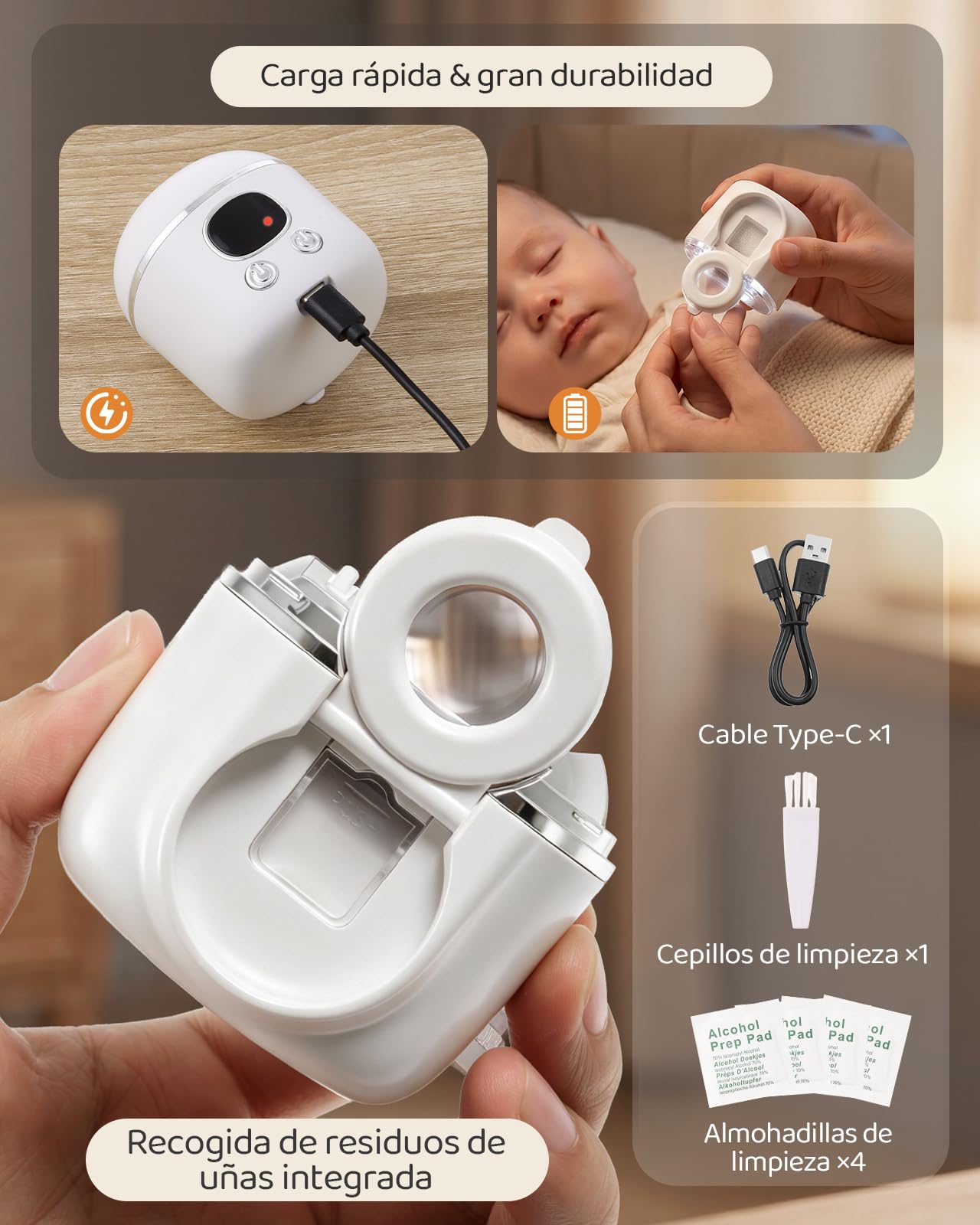 Lictin Cortauñas Electrico Set con Cortador Inclinado, Multi-in-1 Cortador de Uñas Electrico con Lupa, Luz LED y Depósito para Restos de Uñas para Bebés (0+ Meses), Ancianos y Adultos