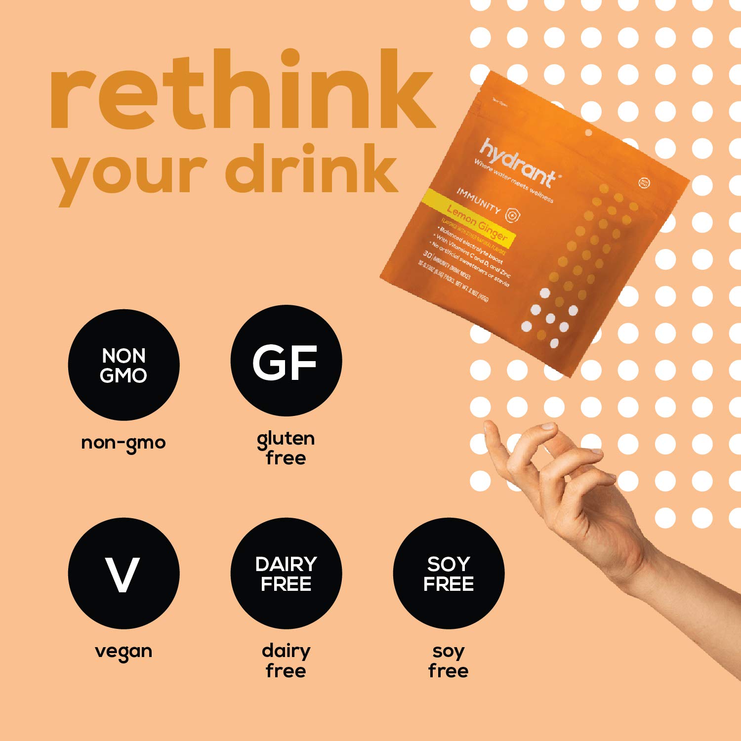 Hydrant Immunity Vitamins Electrolyte Powder Lemon Ginger Immunity