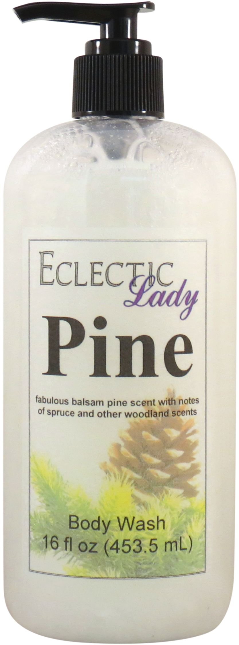 Eclectic Lady Liquid Pearl Body Wash - Pine Scent 3-in-1 Use For Bubble Bath, Hand Soap & Body Wash, Phthalate-Free Pine Fragrance, Handcrafted in USA (16 oz)