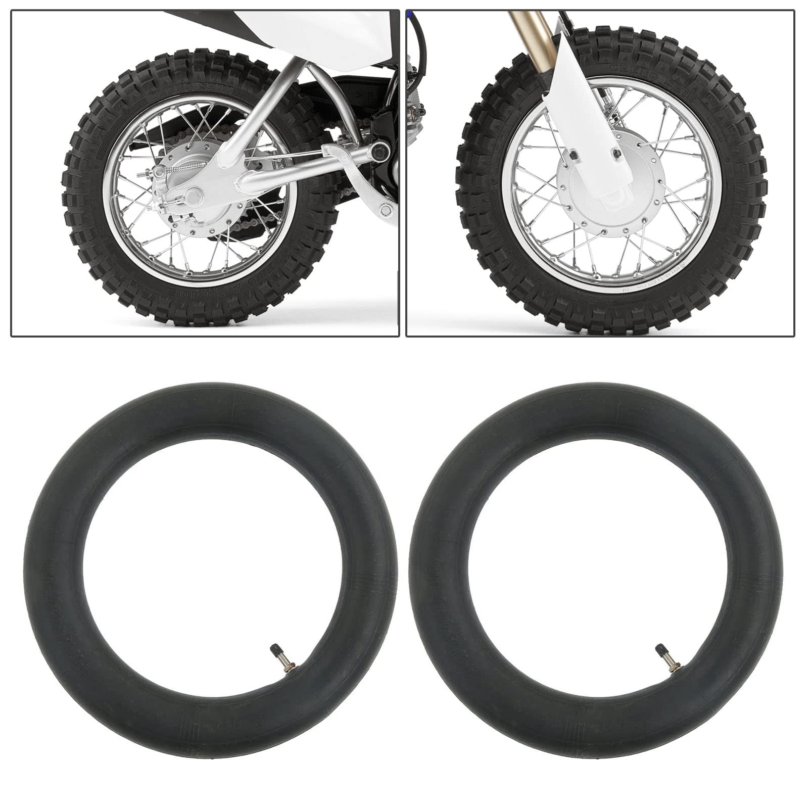 Tubo Interior, 2 Tubos Interiores de 2,50/2,75‑10 Pulgadas para Moto de Cross con Vástago de Válvula Recta, Repuesto de Goma a Prueba de Explosiones para Motocicleta de 49, 50, 70