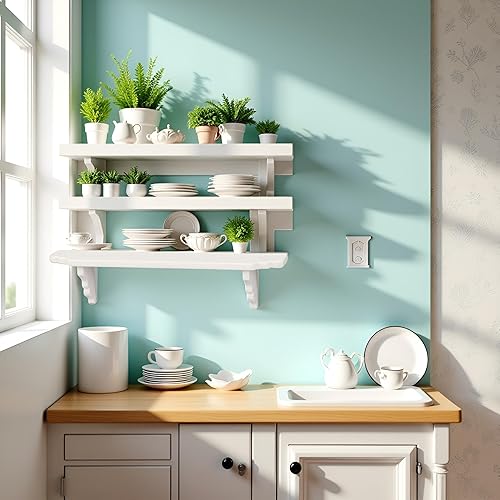 Miniatura 5 de 1 estante de pared blanco de Dollhou, accesorios de casa de muñecas en miniatura a escala 1:12, estante de pared de almacenamiento de casa de