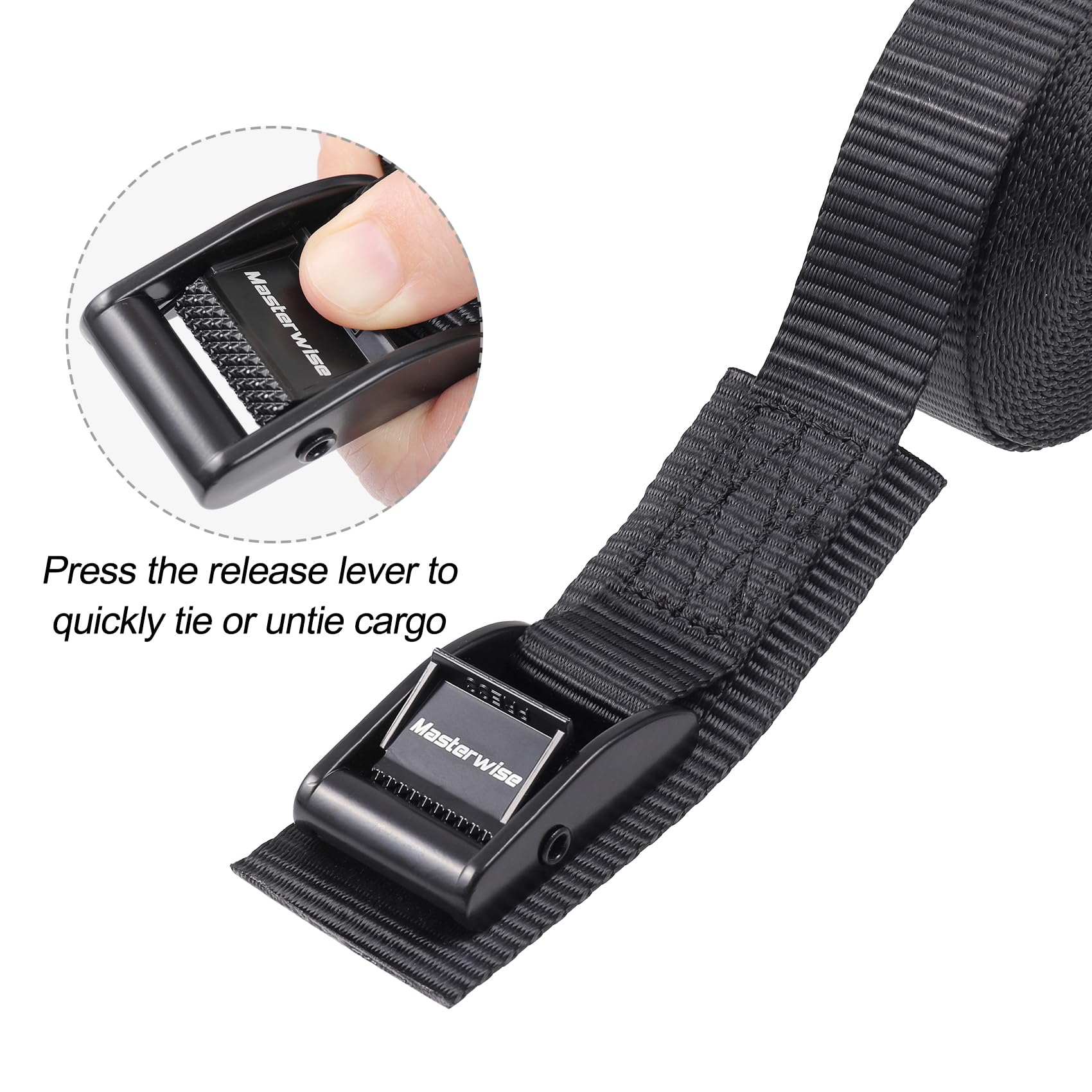 Cinghie regolabili con fibbia a camma, 2,5 cm x 30,5 cm, cinghie regolabili con fibbia a camma, cinghia resistente per kayak, SUP, carico, biciclette, moto, camion, portapacchi auto, moto da cross (4