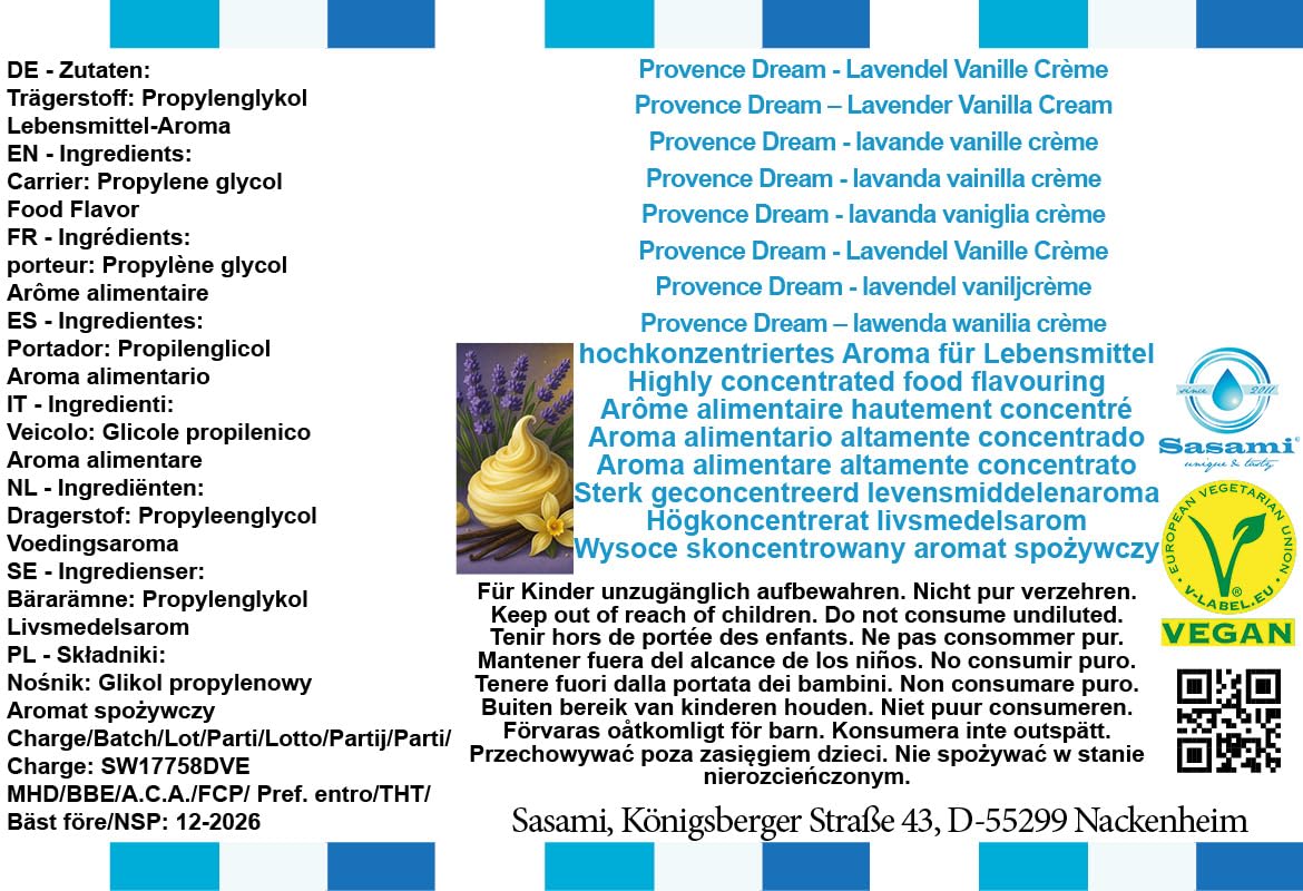 Provence Dream – lawenda wanilia crème aromat koncentrat – Wegański – Sasami – 100ml