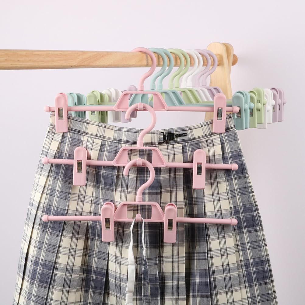 DOITOOL 10 Pack Non-Slip Pants Hangers with Adjustable Clips Plastic Clips for Household Coat and Pants Storage Space Saving Clothes Hangers for Closet and Laundry Organization