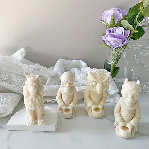 Paquete de 4 moldes de monstruo de monstruo molde de silicona de león para velas molde de resina corporal molde de silicona molde de de resina molde