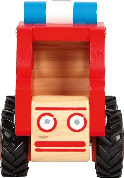 small foot Feuerwehrfahrzeug aus Holz, gut greifbar, mit gummierten, bodenschonenden Rädern, ab 18 Monaten, 11075, Rot - 3
