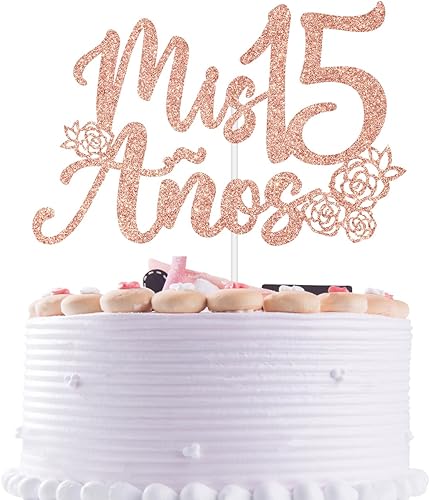 Mis 15 años - Decoración para tartas Mis Membrillo 15, Feliz 15 años, decoración para tartas de 15 años, decoración de fiesta de feliz cumpleaños de