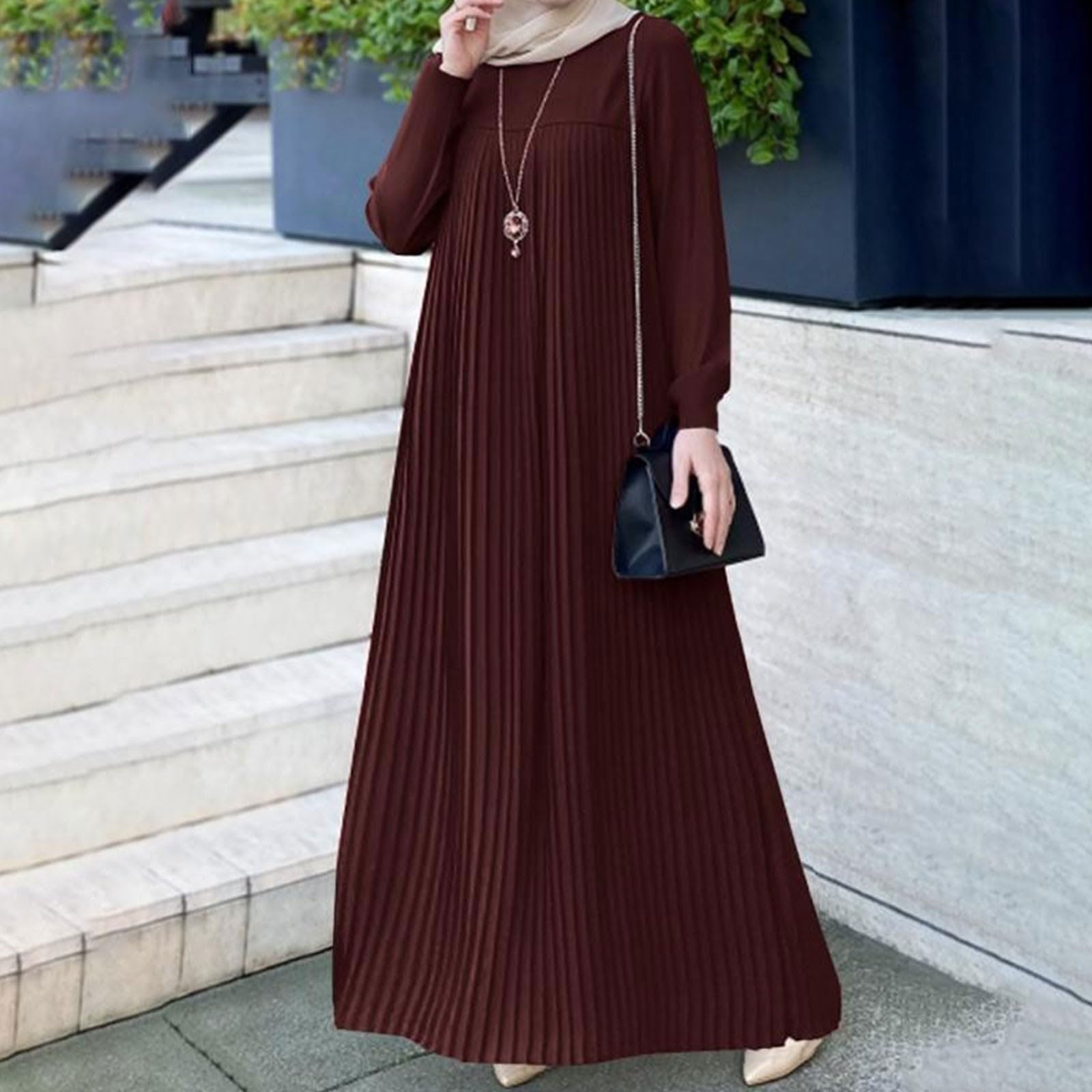 Generisch Elegante bikini musulmán de manga larga Abaya con botones y anillo musulmán