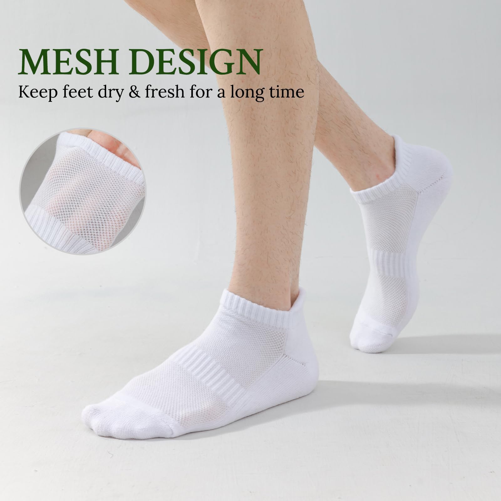 10 Pares Calcetines Tobilleros Hombre, Deporte Corto Algodón Transpirable para Verano, Running, Trabajo, Casa