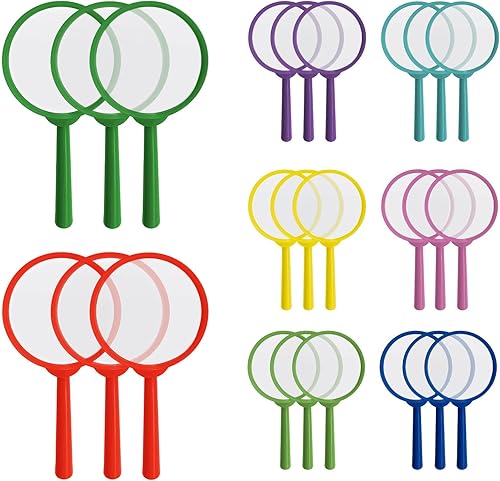 24 lupas para niños, lupa de plástico, lente de mano colorida, mini lupa 5X para niños, lectura en clase de ciencia, observación al aire libre,