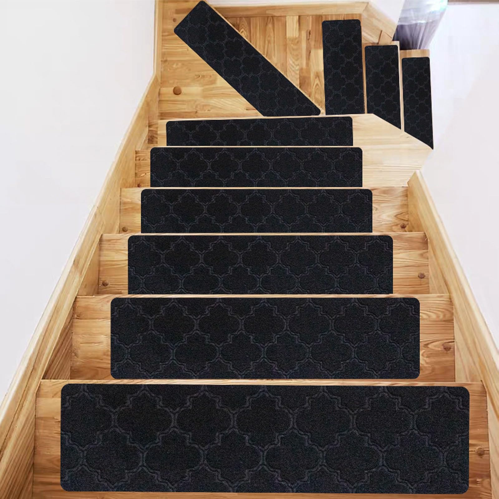 Alfombras para escaleras de terciopelo antideslizantes interiores pack 24