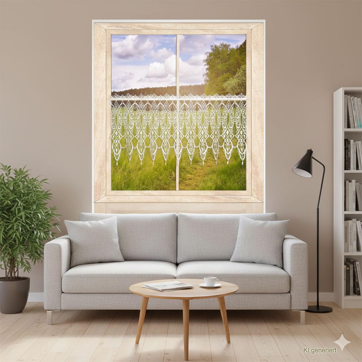 atelier alles-Spitze Scheibengardine Meridia Weiß Luftspitze HxB 40x176cm