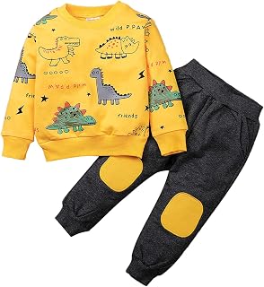 amropi Baby Jungen Dinosaurier Sweatshirts Langarm und Jogging Hose Outfit Kleidung Set für 1-6 Jahre