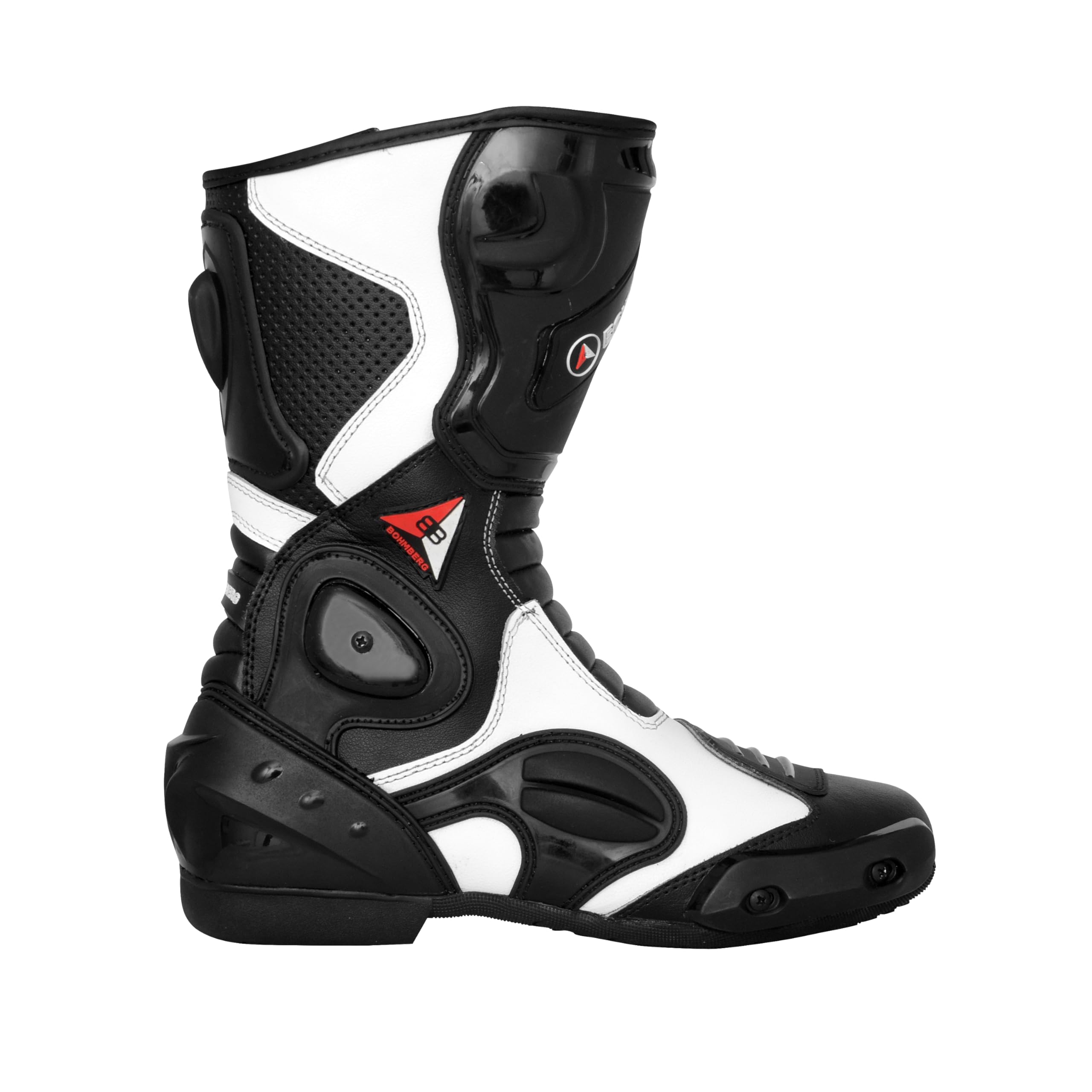 Bohmberg Spartans Motorradstiefel Herren-ergonomisch-leicht, Motorradschuhe aus echtem Leder mit aufgesetzten Hartschalenprotektoren Schwarz