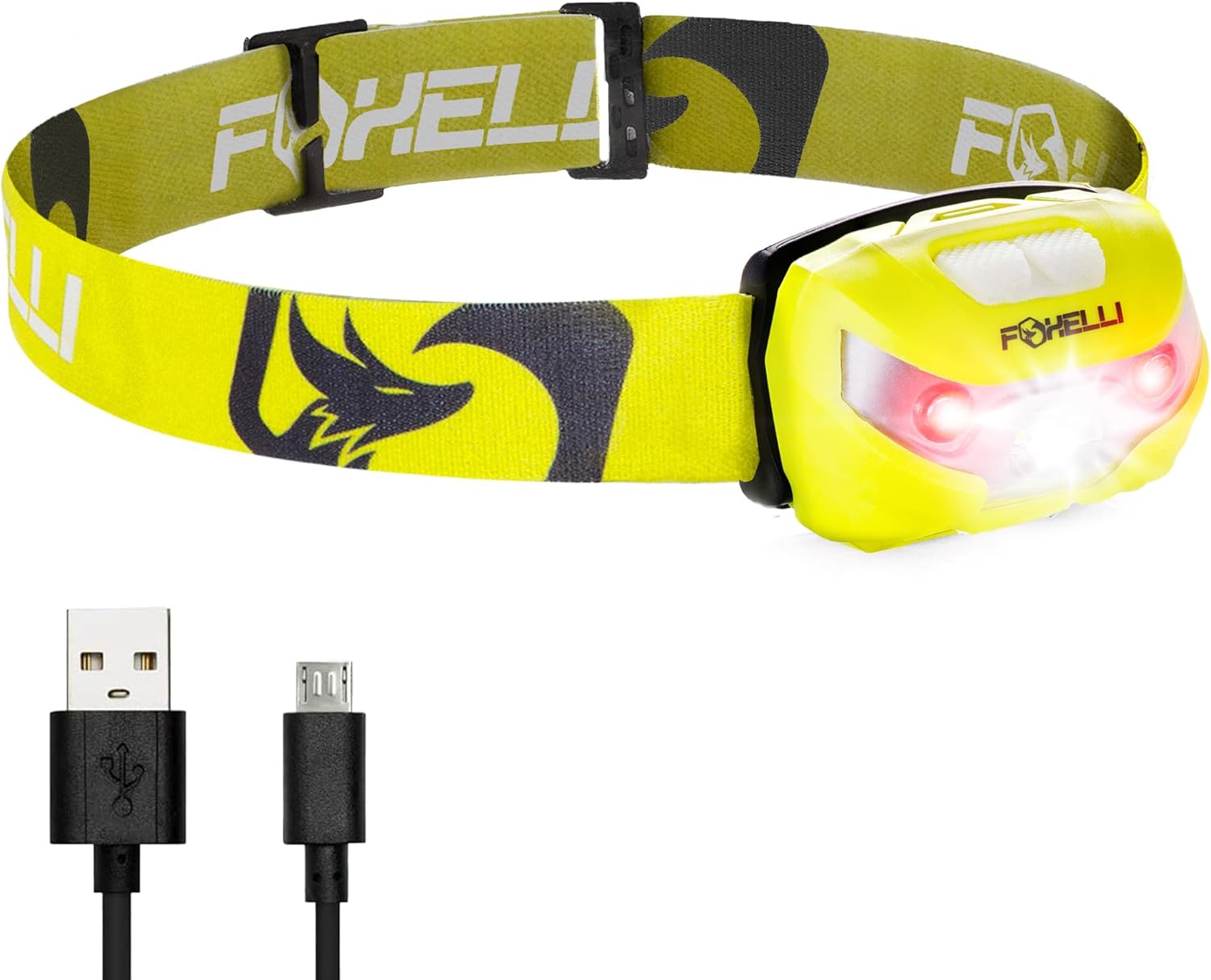 Foxelli 2-Pack Headlamp Rechargeable - Super Bright LED Head Lamp Flashlight for Running, Camping, Hiking, Work, Lightweight Comfortable Head Light for Adults and Kids : Sports & Outdoors