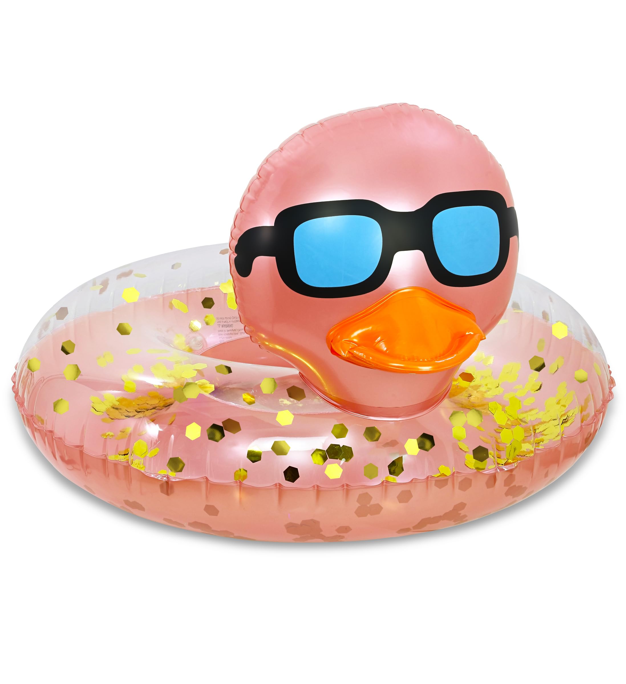 POZA Inflatable Duck Pool Float Tube- Heavy Duty Vinyl UV Resistant Confetti Pool Duck Floatie, Animal Pool Float Swim Ring Pool Inflatables for Kids