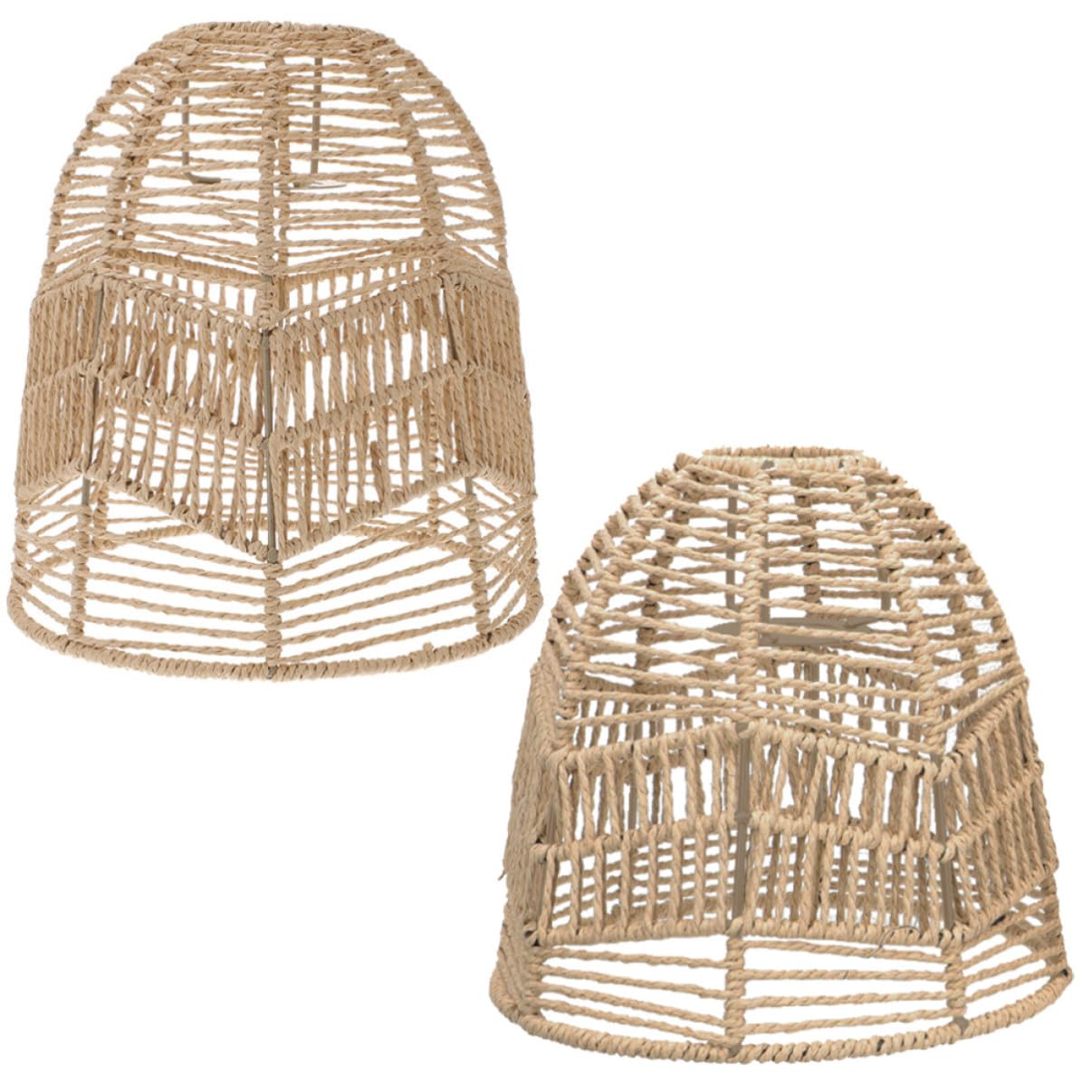 2 Pezzi Paralume Rattan per Lampadario in Carta Intrecciata