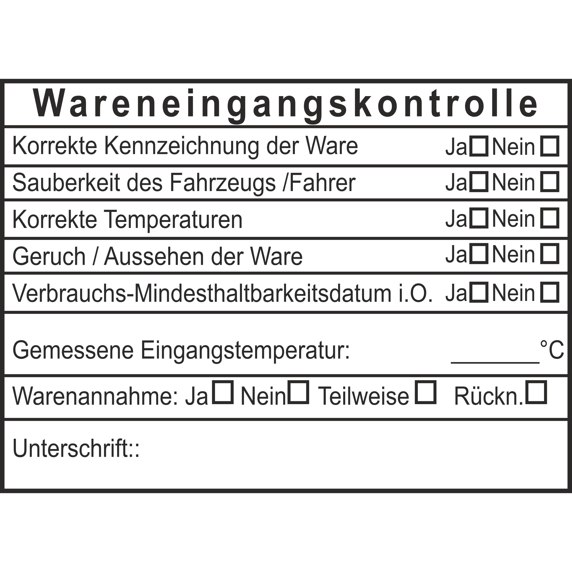 Wareneingangskontrollstempel HACCP Stempel – Prüfstempel für Lebensmittel, Wareneingang, Lager, QS und Qualitätskontrolle in verschiedenen Varianten (Lebensmittel allgemein)