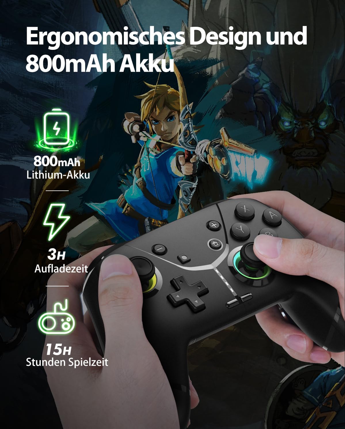 Switch Controller, Game Controller, Switch Pro Gamepad, 4 Vibrationsmodi, 3 Turbo-Modi, kompatibel iPhone/Android/Phone/PC/Steam/Mac/iOS/iPad/TV mit Programmierung/Turbo/Bewegung/Aufwachen/RGB