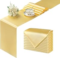 Vista 182 de Manyshofu 12Pcs Satin Orange Table Runner - 12 x 72 Inch Long Size, Party Table Runner Decor Bright & Smooth Wedding Decorations Table Runners for