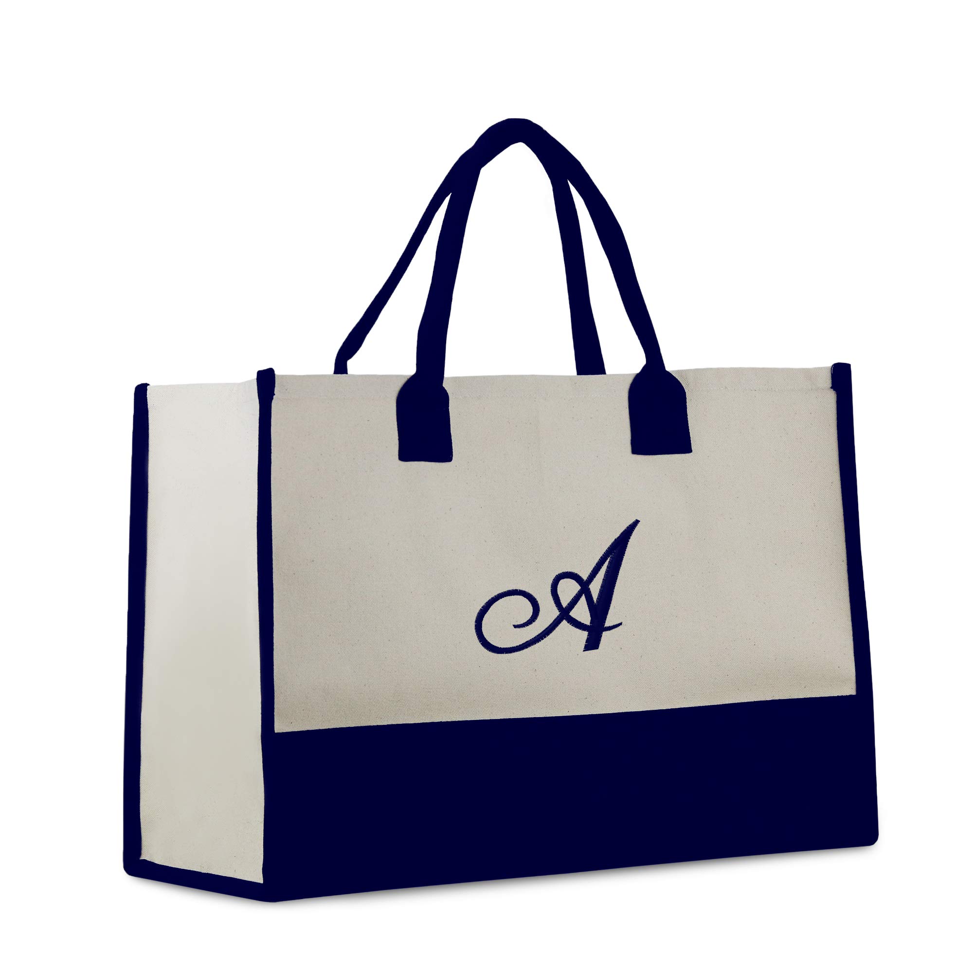 VANESSA ROSELLA Personalized Cotton Tote Bag – Monogrammed Beach Bag, Gym Bag, Gift Tote