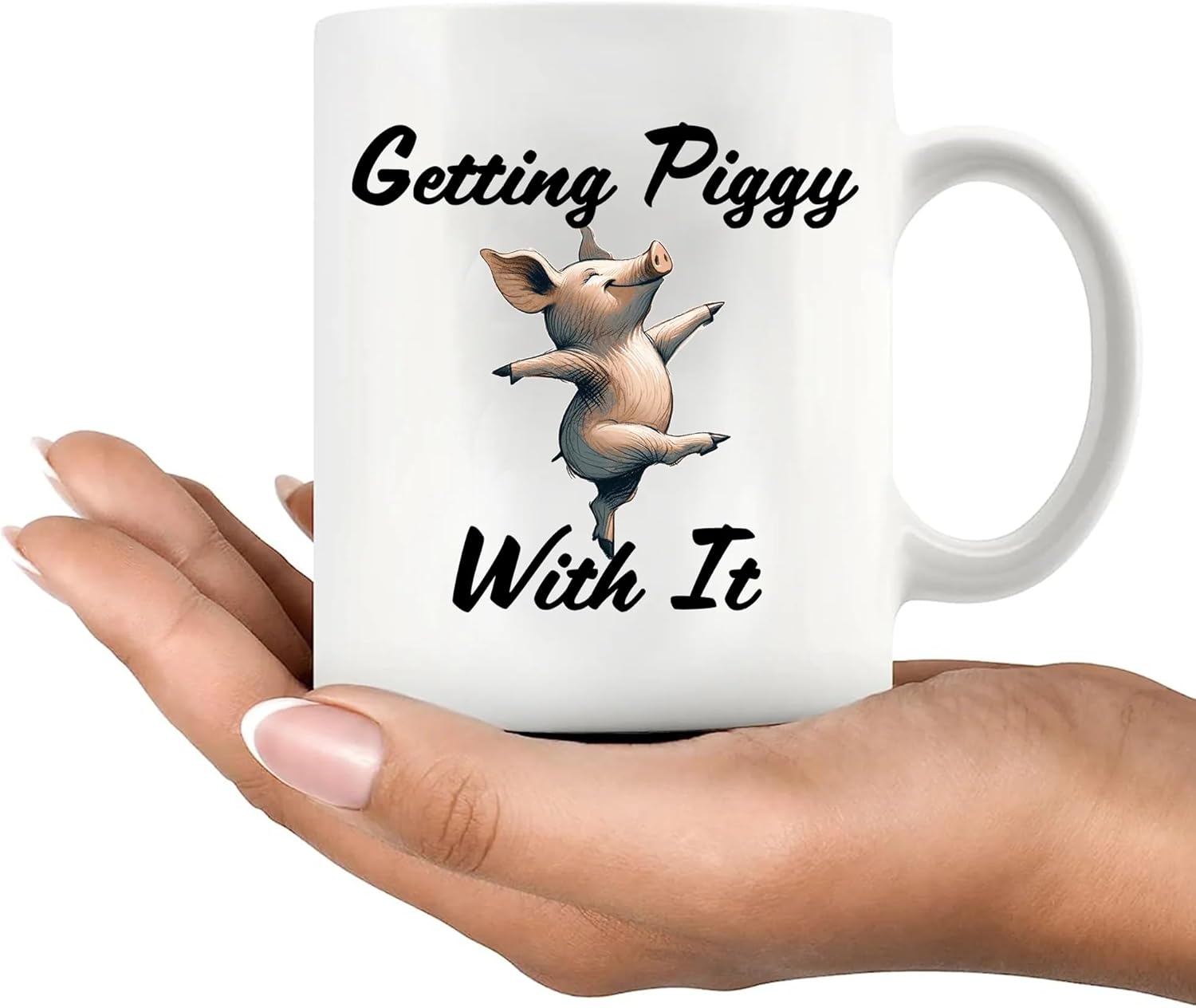 Panvola Getting Piggy With It Pig Gifts for Pig Lovers Men Women Farm Animals Pig Farmers Gifts Pig Farming Novelty Drinkware Ceramic Mug 11 oz White - Image 8