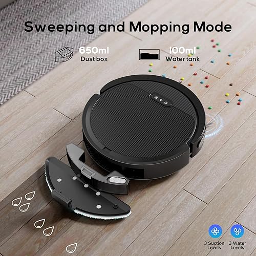 Miniatura 6 de V3 Robot aspirador y trapeador combinado, autocarga, succión fuerte de 5000 pa, control WiFiAlexaaplicación, aspiradoras robóticas ultradelgadas 3