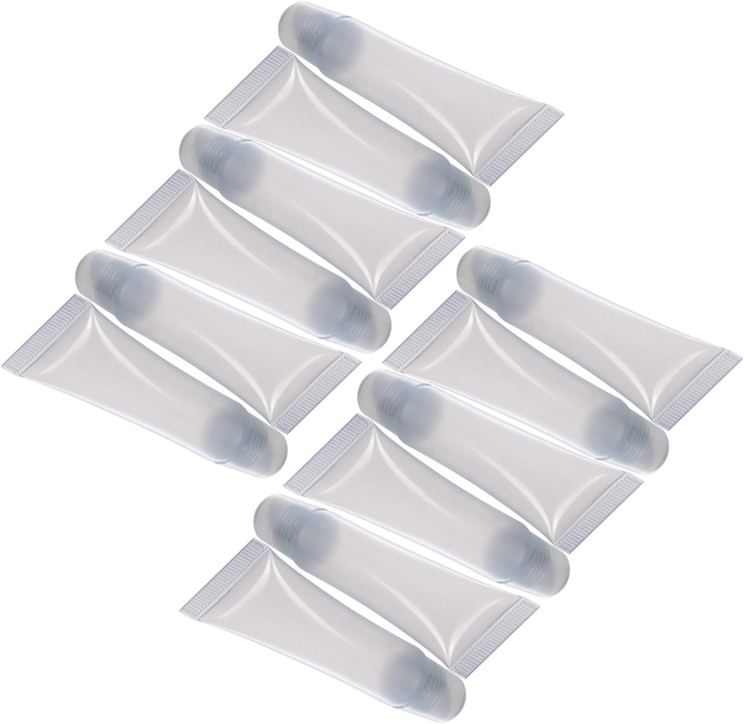 10Pcs/8ml Empty Clear Plastic Lip Gloss Balm Tubes Containers Holder with Caps