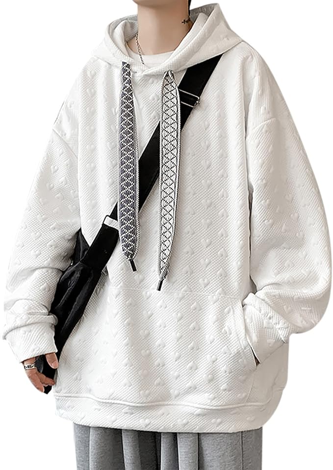 Amazon パーカー メンズ 秋服 長袖 プルオーバー パーカ かわいい ふくれハート形 総柄 フード付き トレーナー お洒落 プルパーカー 人気 トップス ゆったり フーディー モード系 ペアルック 男女兼用 トレーナー パーカー 通販