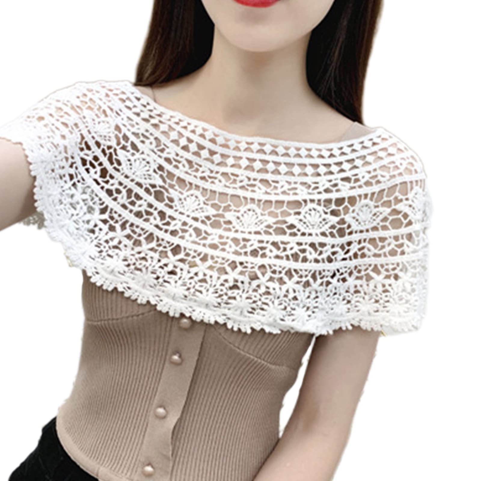 LEJIAJU Lace Crochet Shawl Cloaks Shawls Crochet Cape Delicate Embroidery Bridesmaid Capelet Shrug Party Wedding Wraps