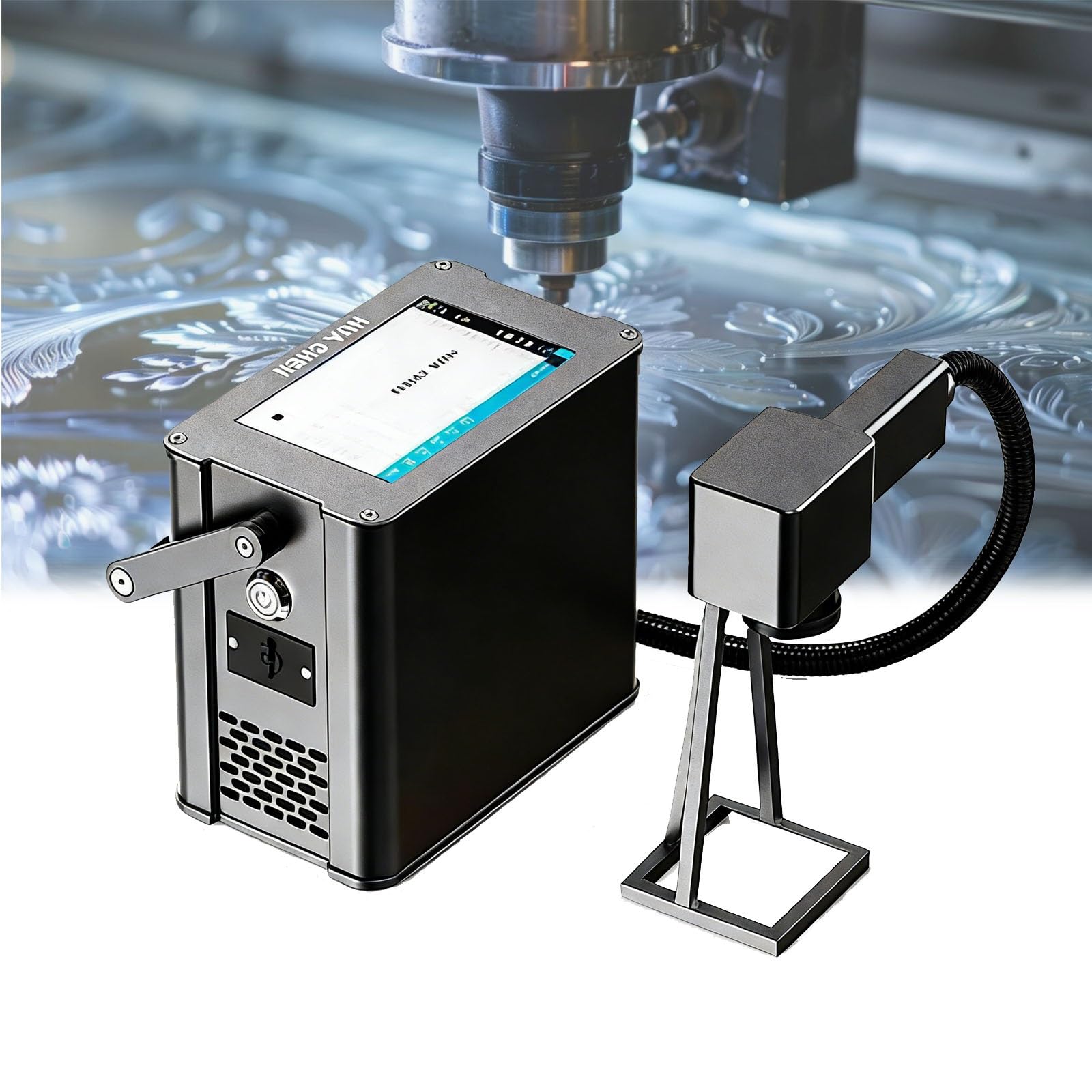Máquina de grabado láser de fibra portátil, máquina de grabado láser portátil de mano de 20 W/30 W/50 W, adecuada para joyas, metal, cuero, placas de identificación para perros.(30W)