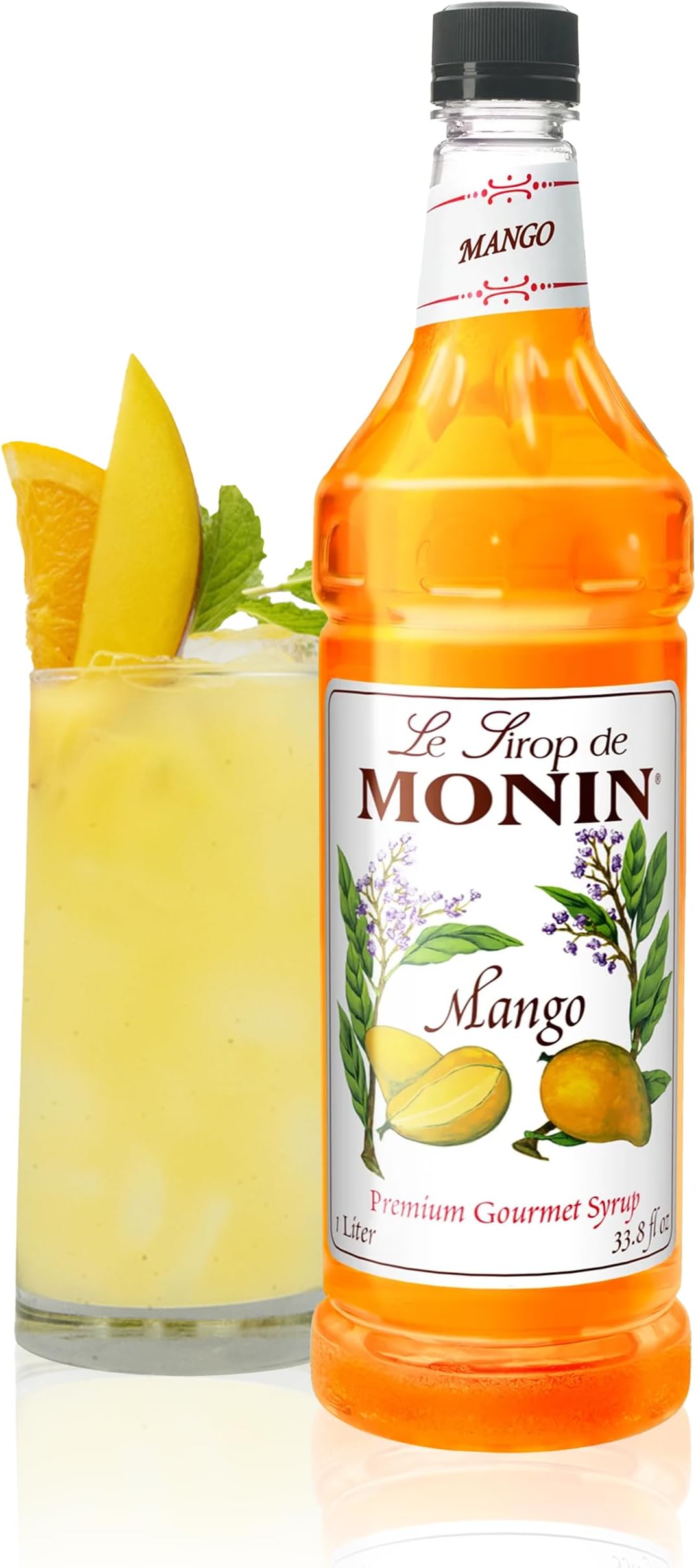 Monin Flavored Syrup, Mango, 33.8-Ounce Plastic Bottle (1 liter) by Monin