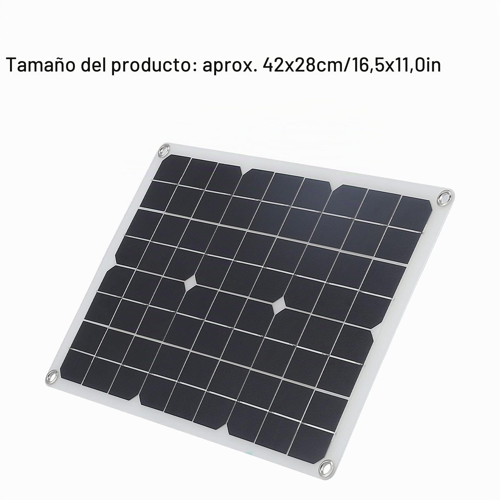 Panel Solar de 50 W y 18 V, Placa de Cargador de batería Solar portátil con Clip de cocodrilo, Kit de Cargador de Panel Solar USB para Caravana, Caravana