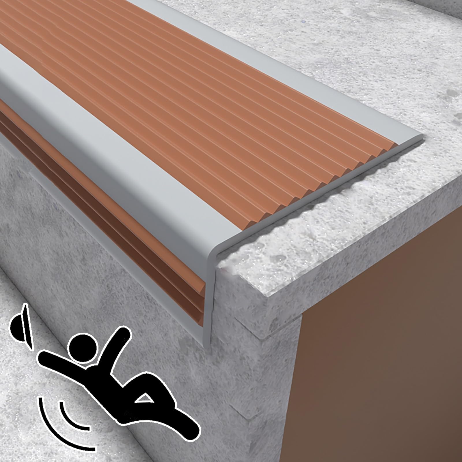 Strisce antiscivolo in vinile per gradini interni ed esterni, impugnatura di sicurezza per scale e resistente alle intemperie, facile installazione