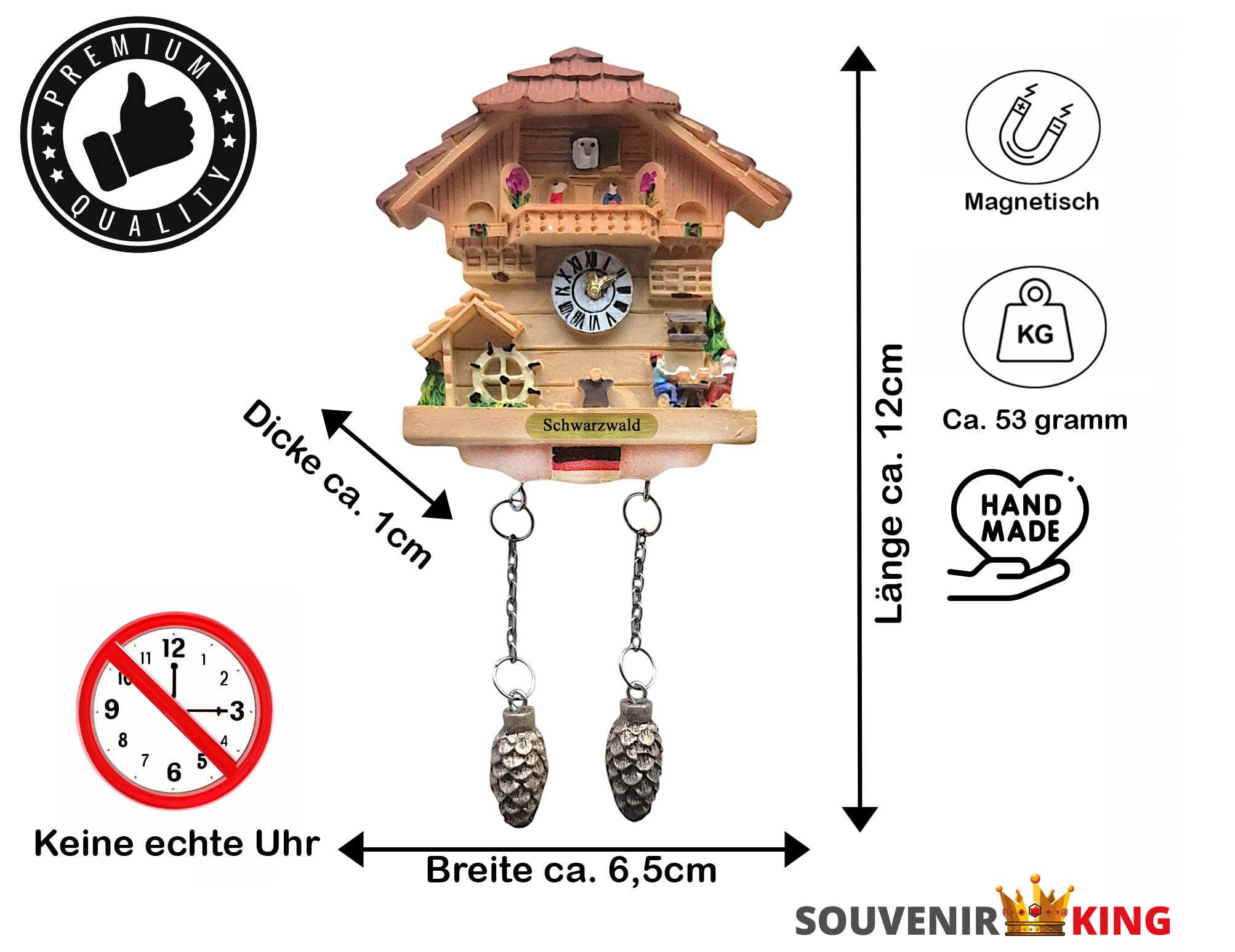Ciffre Kuckucksuhr Magnet Polyresin Kühlschrank Beige Haus - Schwarzwald