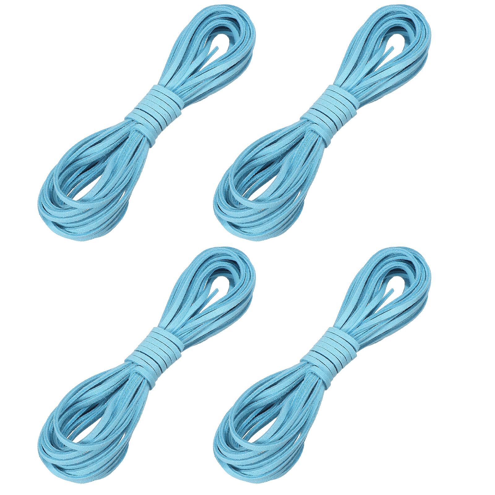 sourcing map 4 Pcs Faux Suede Leather Cord, 2.6mm x 5.5 Yards Flat Thin String Leather Crafting Rope Thread for Jewelry Making Necklace Bracelet DIY Handmade Crafts, Bright Blue