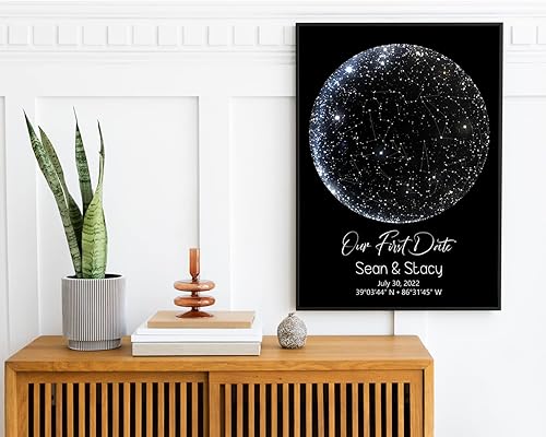 Miniatura 8 de STICKERSFORLIFE Cartel de constelaciones de mapa de estrellas personalizadas póster de cielo nocturno arte de pared regalo de ocasión especial